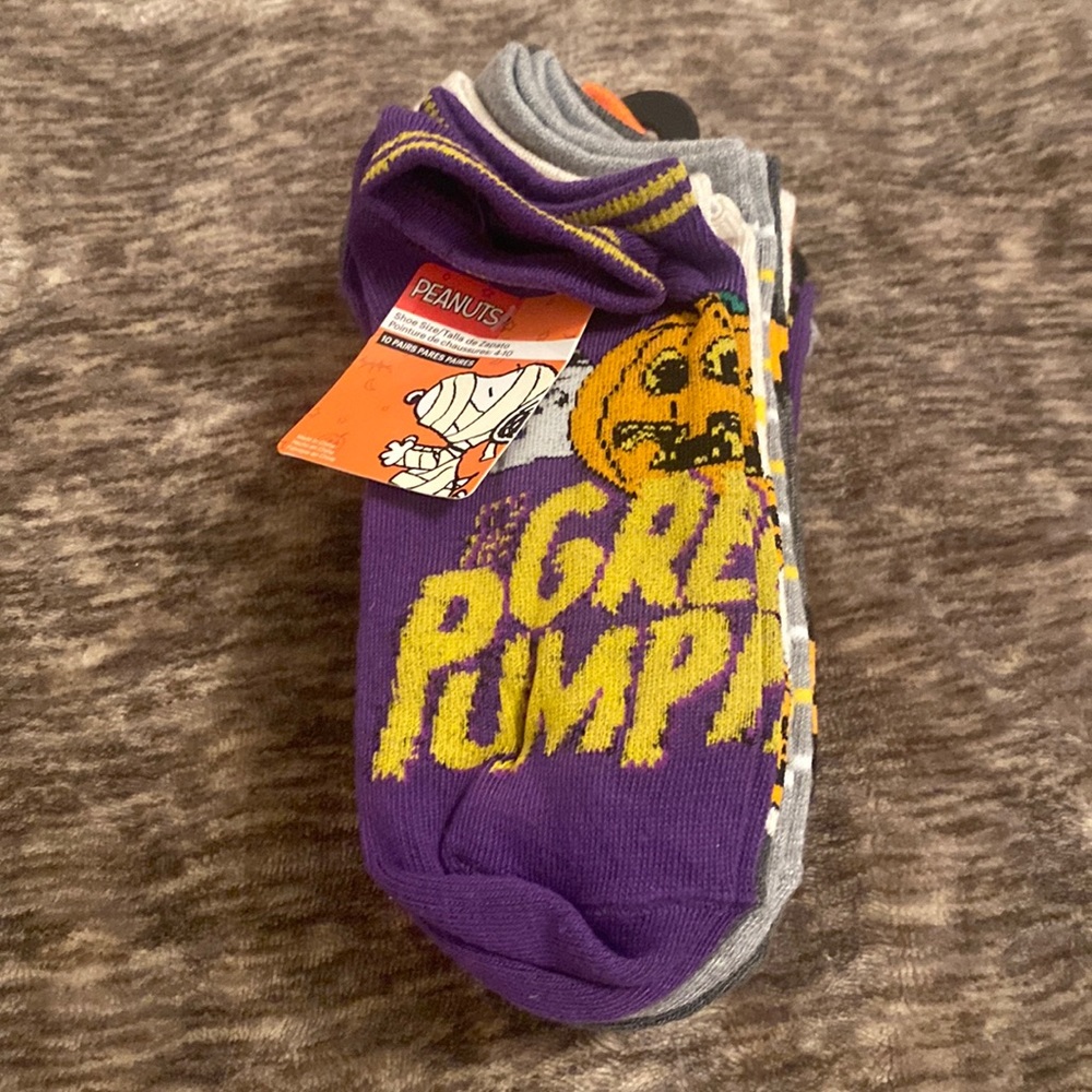 Peanuts Snoopy Great Pumpkin Halloween Fall Spooky 10 Pack Socks